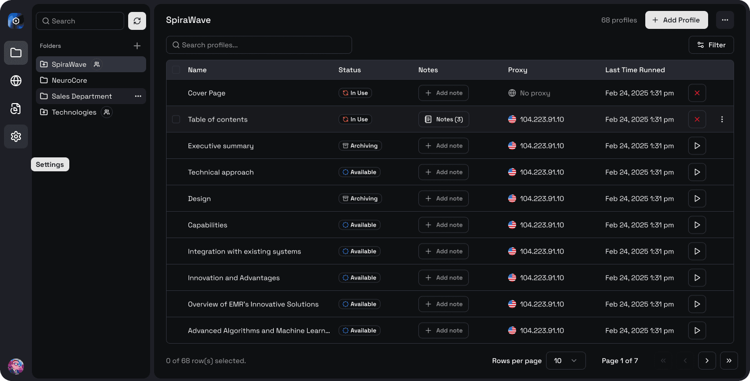 GoUndetected desktop app — multi-session profile management